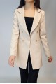Kadın Bej Rengi Erkek Yaka Astarlı Blazer Ceket YY101012
