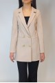 Kadın Taş Rengi Keten Astarlı Gold Düğmeli Blazer Ceket YY101032