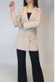 Kadın Taş Rengi Keten Astarlı Gold Düğmeli Blazer Ceket YY101032