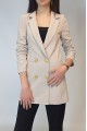 Kadın Taş Rengi Keten Astarlı Gold Düğmeli Blazer Ceket YY101032