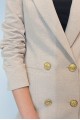 Kadın Taş Rengi Keten Astarlı Gold Düğmeli Blazer Ceket YY101032