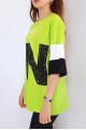 Kadın Yeşil Yazı Baskılı Oversize T-Shirt YY101036