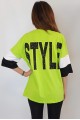 Kadın Yeşil Yazı Baskılı Oversize T-Shirt YY101036