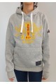 Unisex Gri Kapüşonlu Baskılı Sweatshirt YY100865