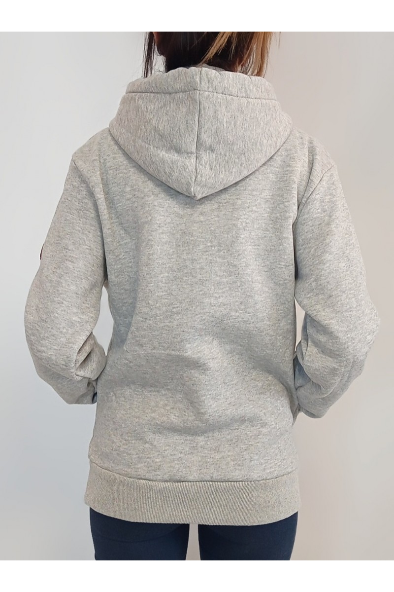 Unisex Gri Kapüşonlu Baskılı Sweatshirt YY100865