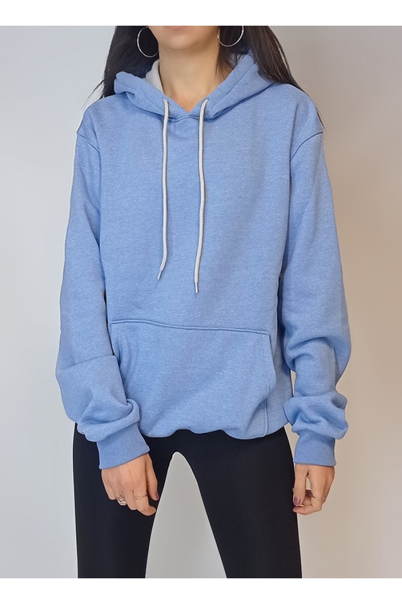 Unisex Mavi Kapüşonlu Sweatshirt YY100931