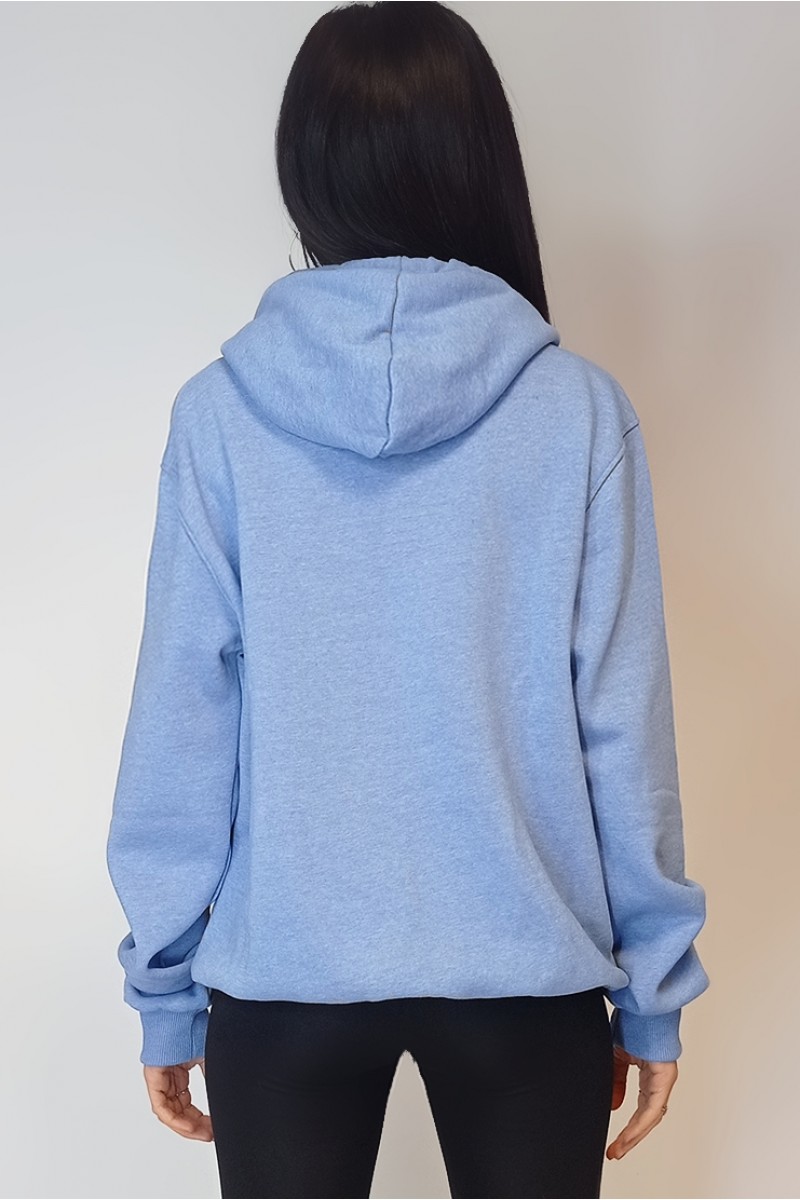 Unisex Mavi Kapüşonlu Sweatshirt YY100931
